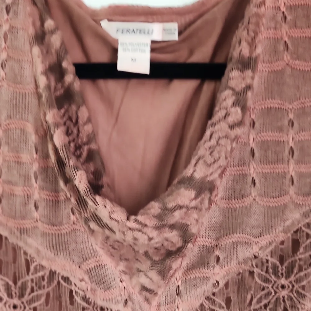 Elegant Women's Lace Blouse in Pink and Brown - Picture 3 of 8